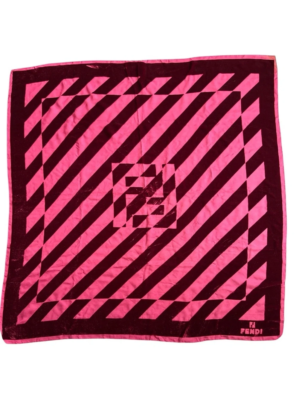 Fendi Vintage Burgundy Velvet Scarf